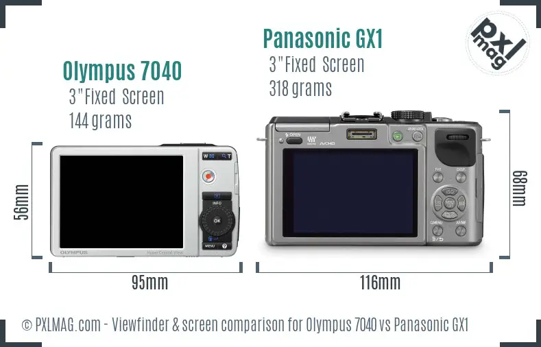 Olympus 7040 vs Panasonic GX1 Screen and Viewfinder comparison
