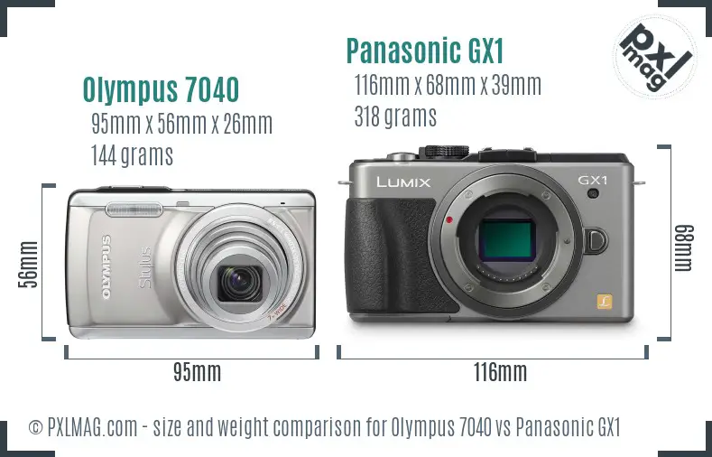 Olympus 7040 vs Panasonic GX1 size comparison