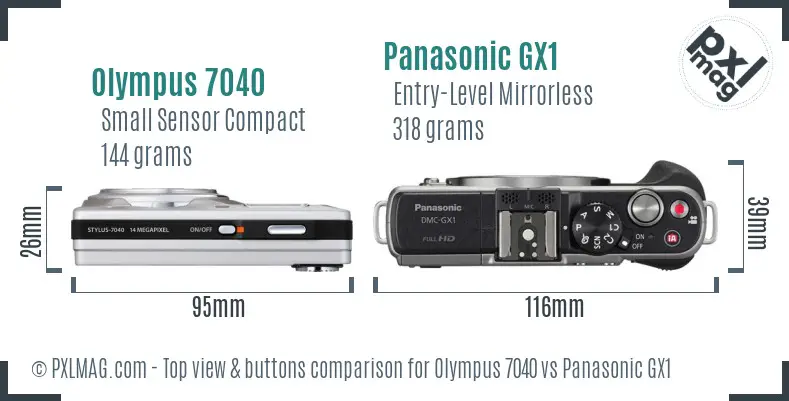 Olympus 7040 vs Panasonic GX1 top view buttons comparison