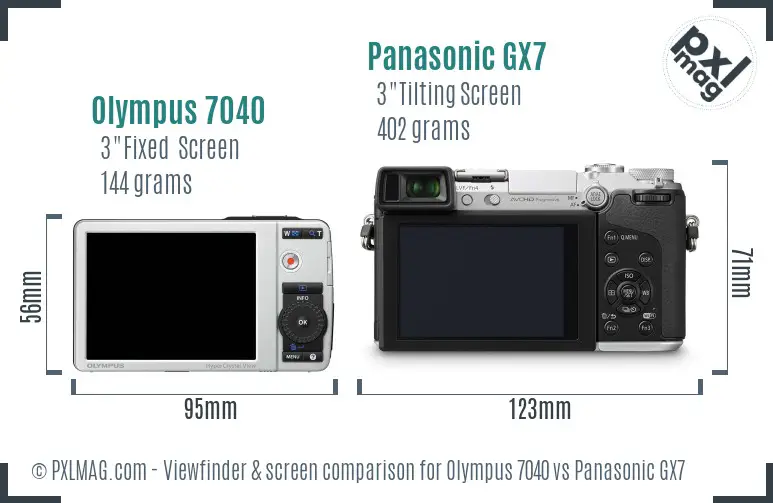 Olympus 7040 vs Panasonic GX7 Screen and Viewfinder comparison