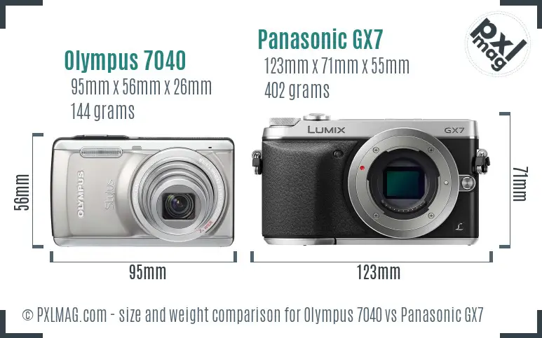 Olympus 7040 vs Panasonic GX7 size comparison