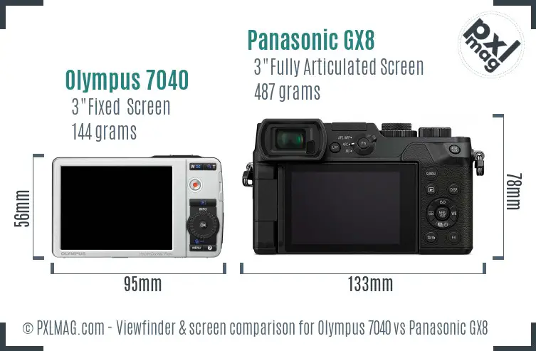 Olympus 7040 vs Panasonic GX8 Screen and Viewfinder comparison