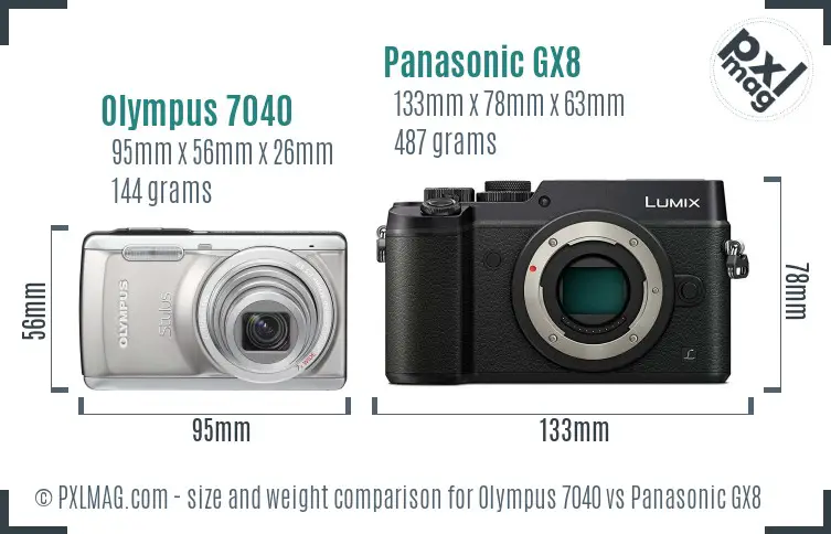 Olympus 7040 vs Panasonic GX8 size comparison