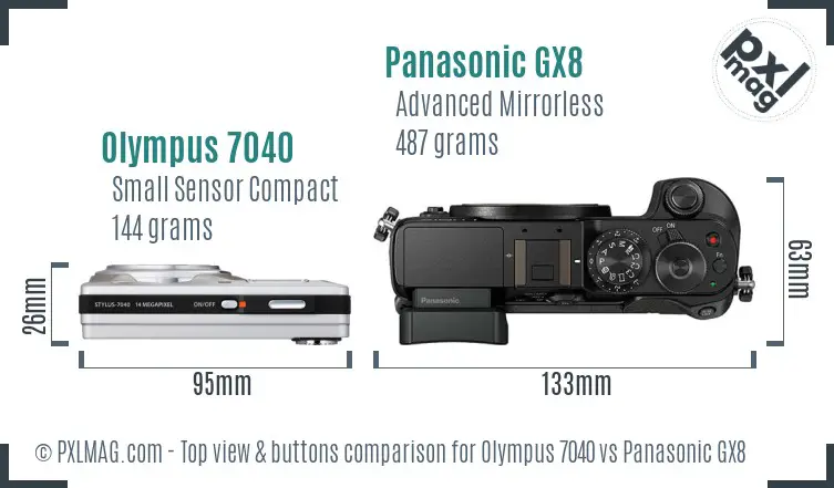 Olympus 7040 vs Panasonic GX8 top view buttons comparison