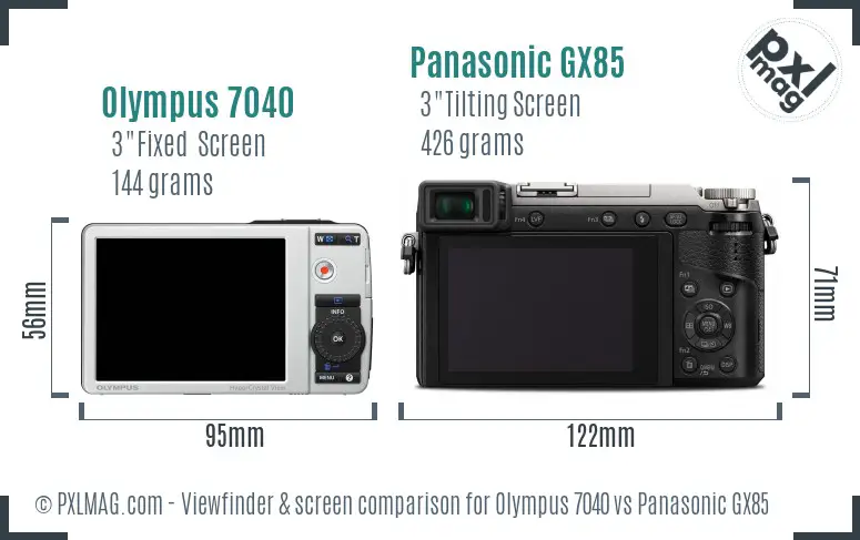 Olympus 7040 vs Panasonic GX85 Screen and Viewfinder comparison