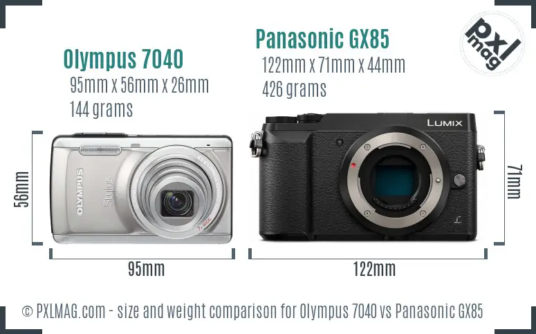 Olympus 7040 vs Panasonic GX85 size comparison