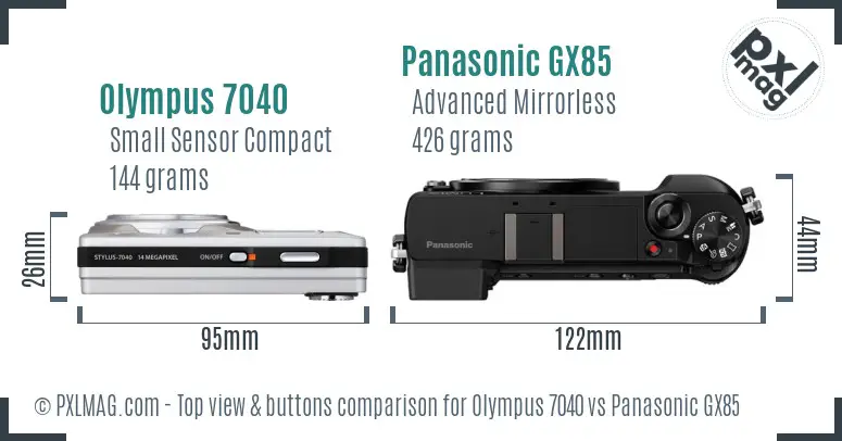 Olympus 7040 vs Panasonic GX85 top view buttons comparison