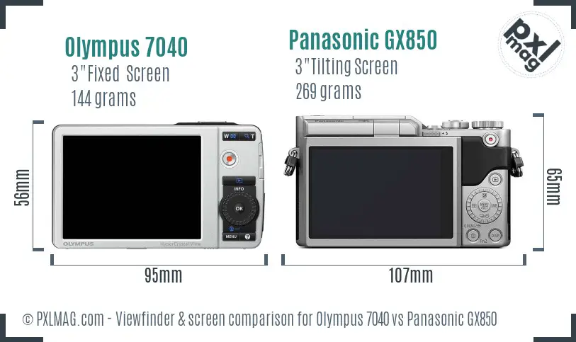 Olympus 7040 vs Panasonic GX850 Screen and Viewfinder comparison