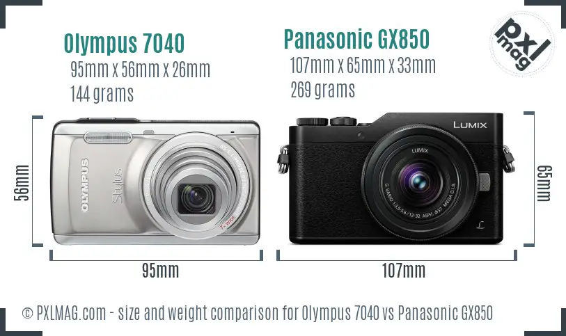 Olympus 7040 vs Panasonic GX850 size comparison