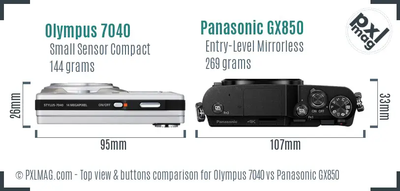 Olympus 7040 vs Panasonic GX850 top view buttons comparison
