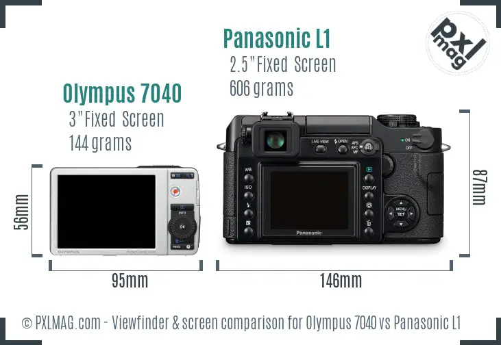 Olympus 7040 vs Panasonic L1 Screen and Viewfinder comparison