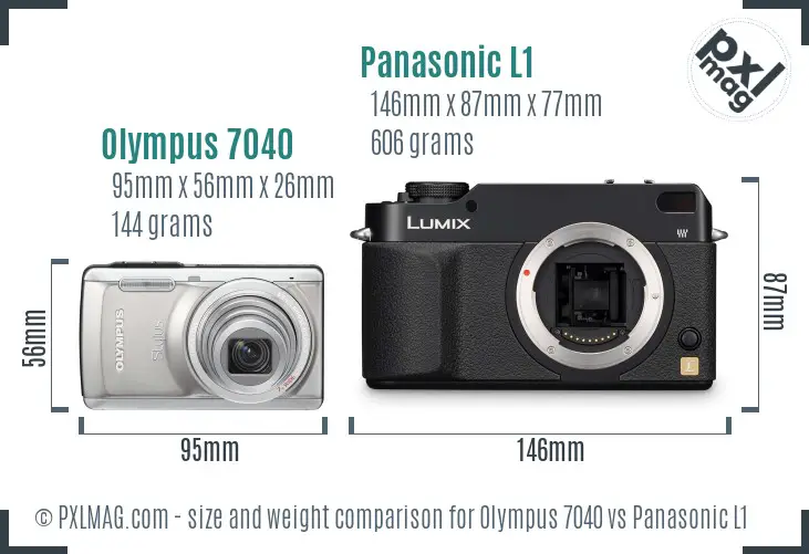 Olympus 7040 vs Panasonic L1 size comparison