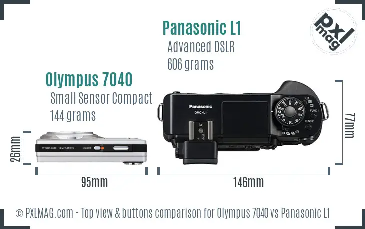 Olympus 7040 vs Panasonic L1 top view buttons comparison