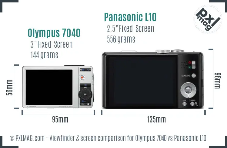 Olympus 7040 vs Panasonic L10 Screen and Viewfinder comparison