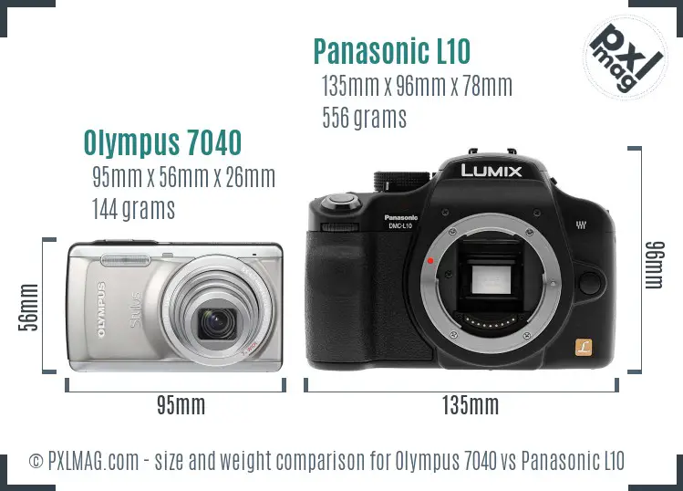 Olympus 7040 vs Panasonic L10 size comparison