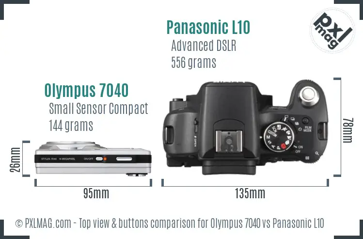 Olympus 7040 vs Panasonic L10 top view buttons comparison