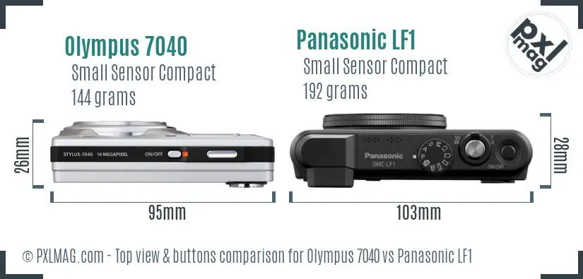 Olympus 7040 vs Panasonic LF1 top view buttons comparison
