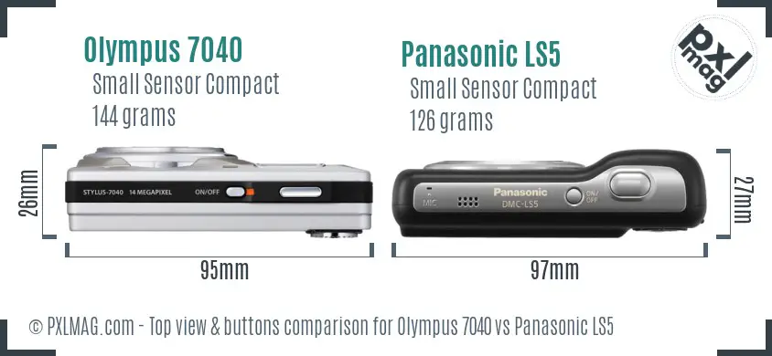Olympus 7040 vs Panasonic LS5 top view buttons comparison