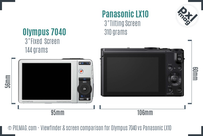 Olympus 7040 vs Panasonic LX10 Screen and Viewfinder comparison