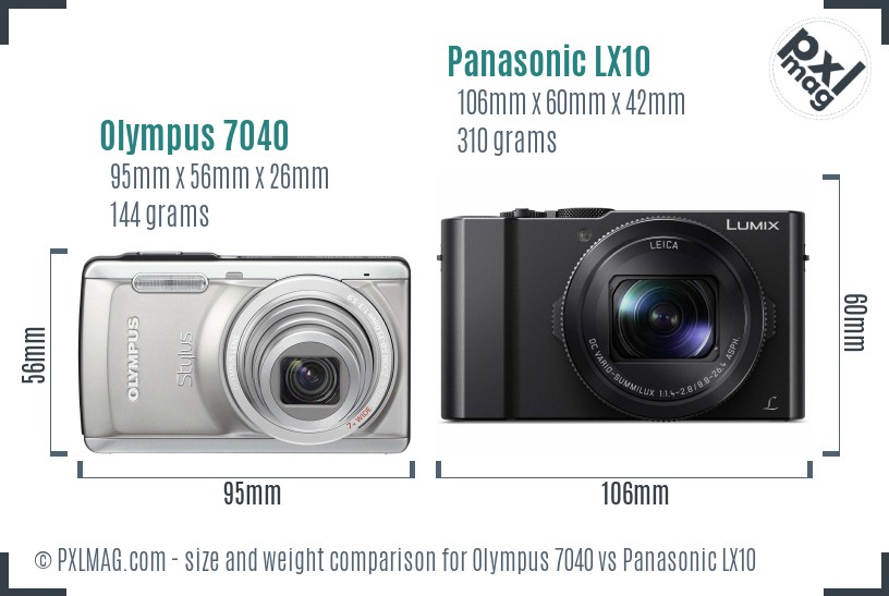 Olympus 7040 vs Panasonic LX10 size comparison