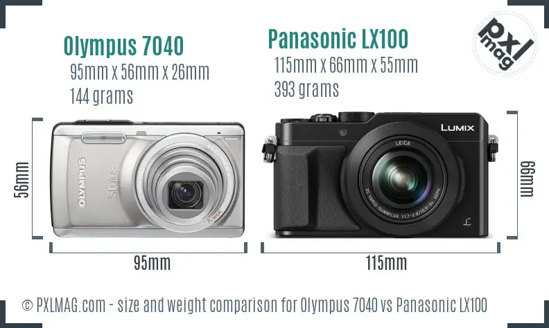 Olympus 7040 vs Panasonic LX100 size comparison