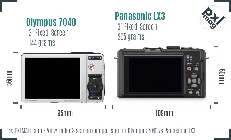 Olympus 7040 vs Panasonic LX3 Screen and Viewfinder comparison