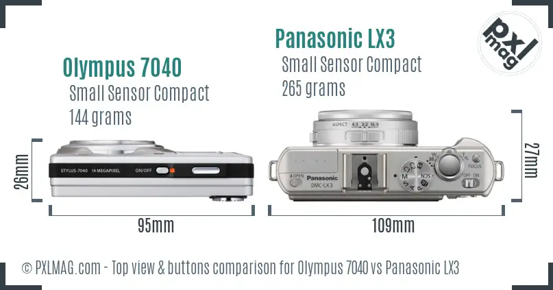 Olympus 7040 vs Panasonic LX3 top view buttons comparison
