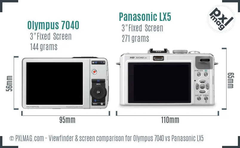 Olympus 7040 vs Panasonic LX5 Screen and Viewfinder comparison