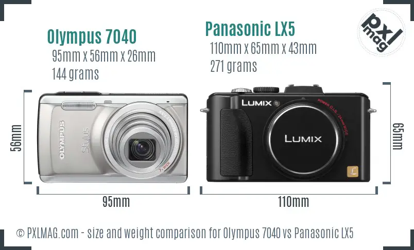 Olympus 7040 vs Panasonic LX5 size comparison