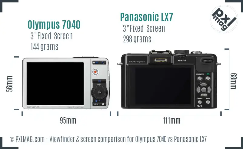 Olympus 7040 vs Panasonic LX7 Screen and Viewfinder comparison