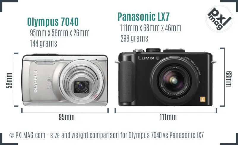 Olympus 7040 vs Panasonic LX7 size comparison