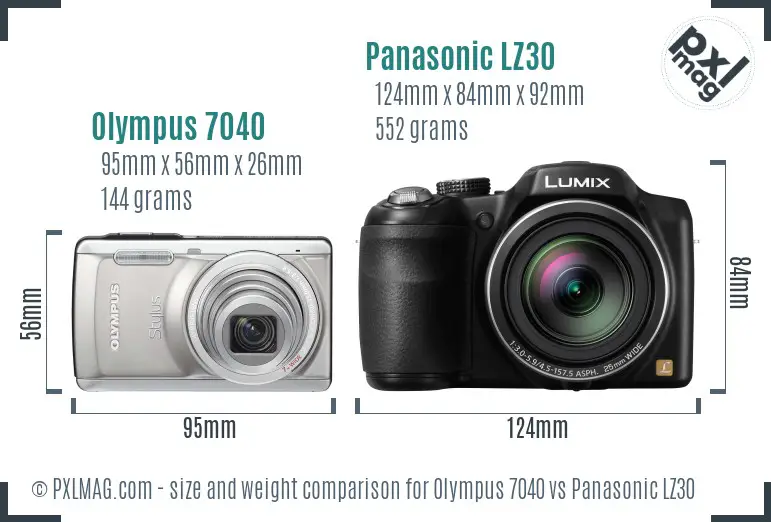 Olympus 7040 vs Panasonic LZ30 size comparison
