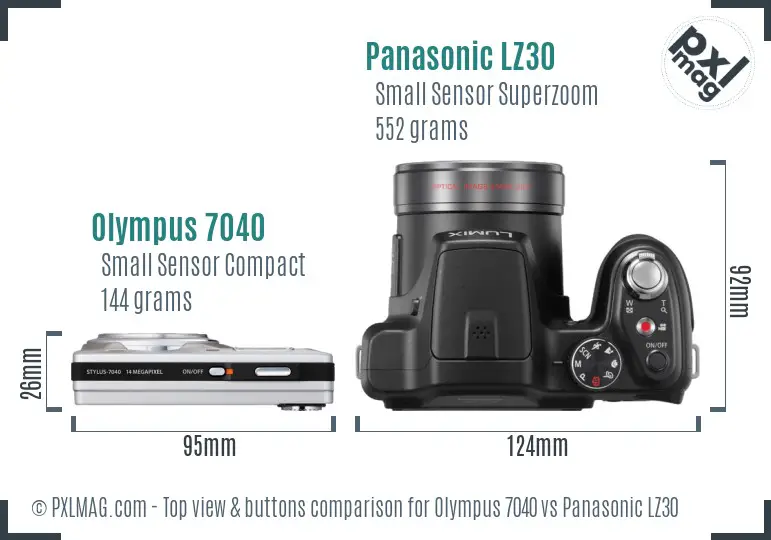 Olympus 7040 vs Panasonic LZ30 top view buttons comparison
