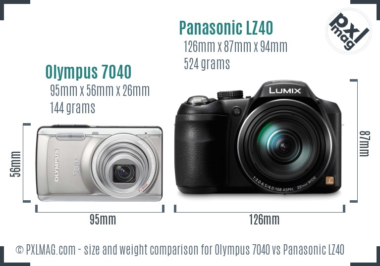 Olympus 7040 vs Panasonic LZ40 size comparison