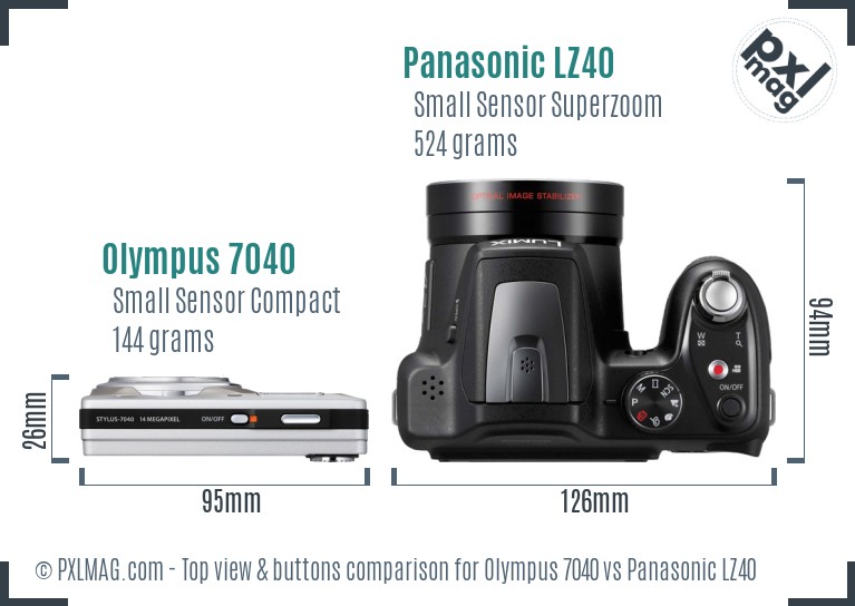 Olympus 7040 vs Panasonic LZ40 top view buttons comparison