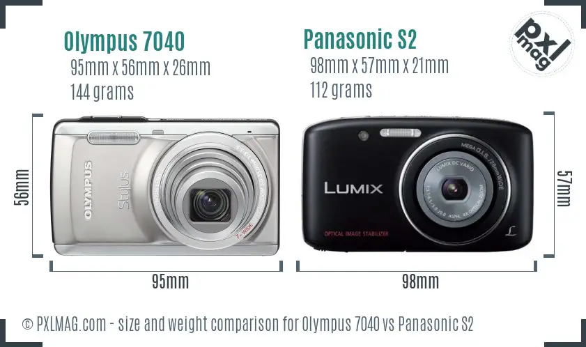 Olympus 7040 vs Panasonic S2 size comparison