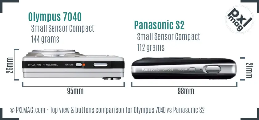 Olympus 7040 vs Panasonic S2 top view buttons comparison