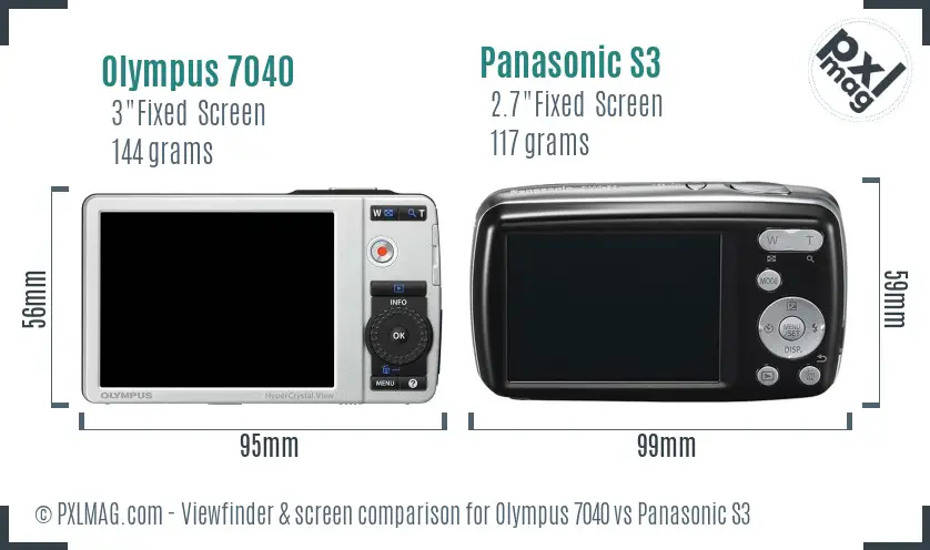 Olympus 7040 vs Panasonic S3 Screen and Viewfinder comparison