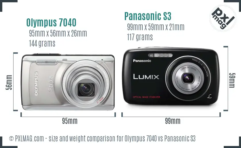Olympus 7040 vs Panasonic S3 size comparison