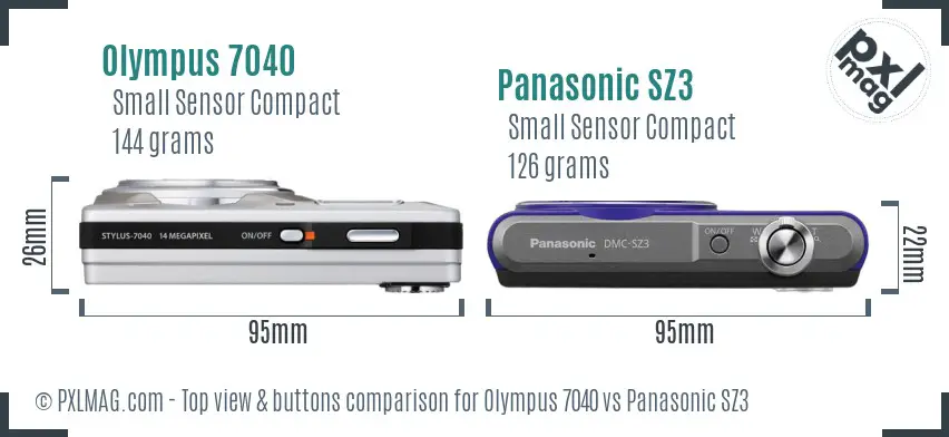 Olympus 7040 vs Panasonic SZ3 top view buttons comparison