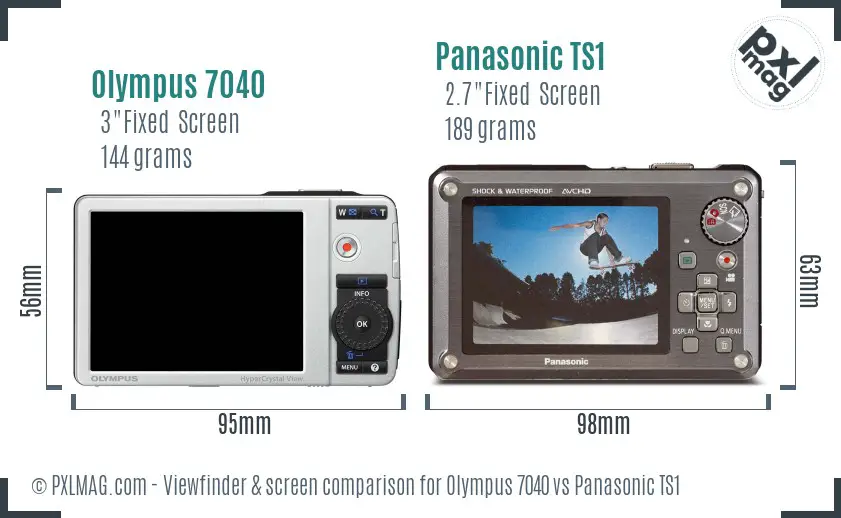 Olympus 7040 vs Panasonic TS1 Screen and Viewfinder comparison