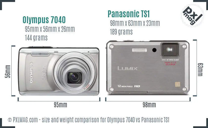 Olympus 7040 vs Panasonic TS1 size comparison