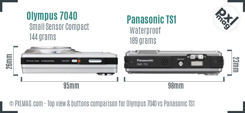 Olympus 7040 vs Panasonic TS1 top view buttons comparison