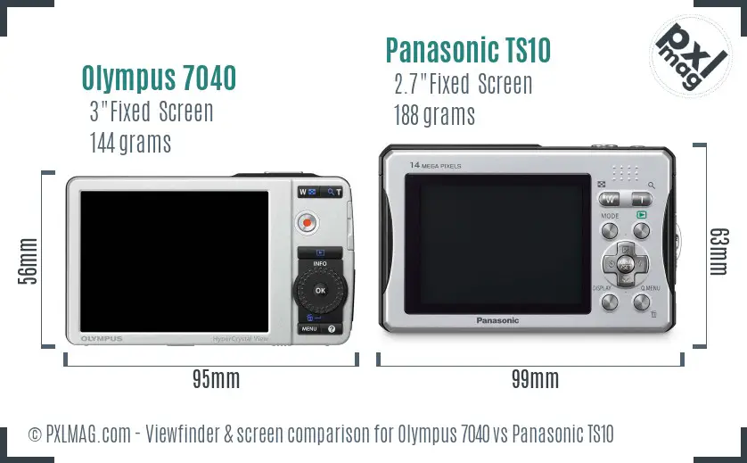 Olympus 7040 vs Panasonic TS10 Screen and Viewfinder comparison