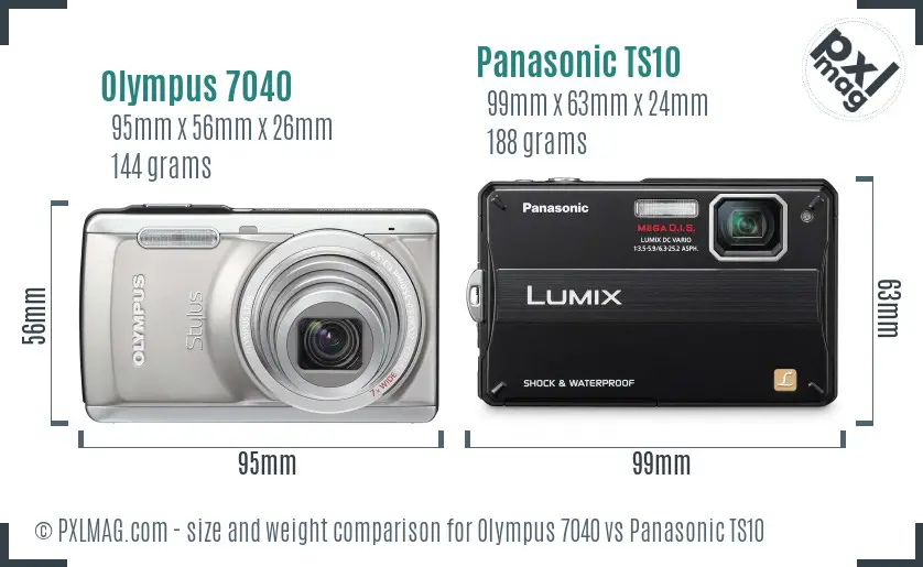 Olympus 7040 vs Panasonic TS10 size comparison