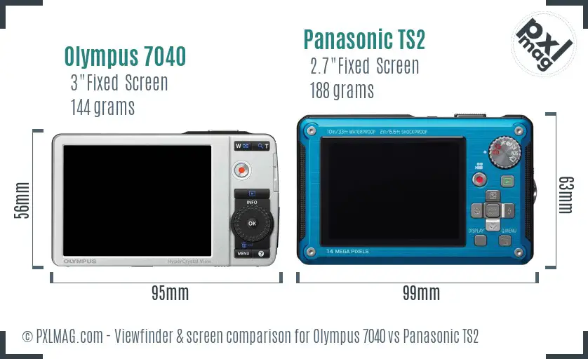 Olympus 7040 vs Panasonic TS2 Screen and Viewfinder comparison