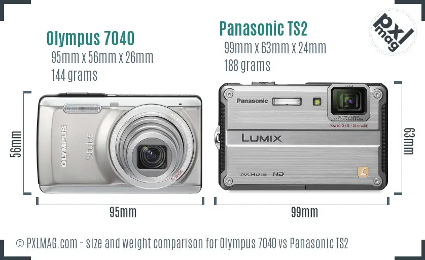 Olympus 7040 vs Panasonic TS2 size comparison