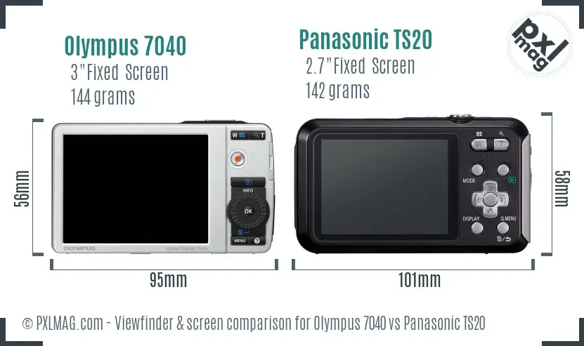 Olympus 7040 vs Panasonic TS20 Screen and Viewfinder comparison