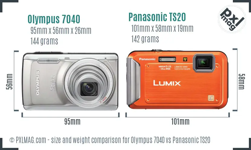 Olympus 7040 vs Panasonic TS20 size comparison