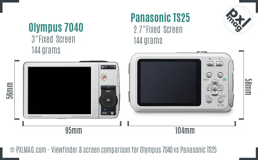 Olympus 7040 vs Panasonic TS25 Screen and Viewfinder comparison